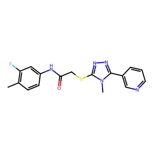 N-(3-fluoro-4-methylphenyl)-2-{[4-methyl-5-(pyridin-3-yl)-4H-1,2,4-triazol-3-yl]sulfanyl}acetamide structure