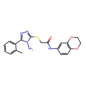 2-{[4-amino-5-(2-methylphenyl)-4H-1,2,4-triazol-3-yl]sulfanyl}-N-(2,3-dihydro-1,4-benzodioxin-6-yl)acetamide structure