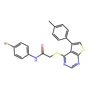N-(4-bromophenyl)-2-{[5-(4-methylphenyl)thieno[2,3-d]pyrimidin-4-yl]sulfanyl}acetamide structure
