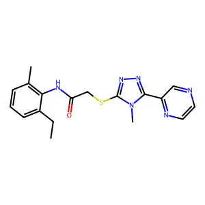 N-(2-ethyl-6-methylphenyl)-2-{[4-methyl-5-(pyrazin-2-yl)-4H-1,2,4-triazol-3-yl]sulfanyl}acetamide structure