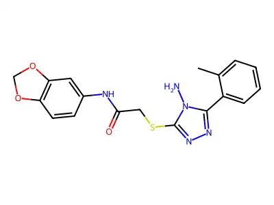 2-{[4-amino-5-(2-methylphenyl)-4H-1,2,4-triazol-3-yl]sulfanyl}-N-(1,3-benzodioxol-5-yl)acetamide structure