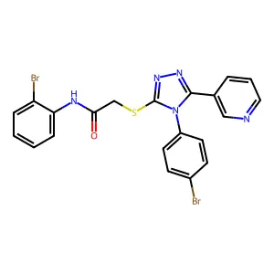 N-(2-BR-PH)-2-((4-(4-BR-PH)-5-(3-Pyridinyl)-4H-1,2,4-triazol-3-YL)thio)acetamide structure