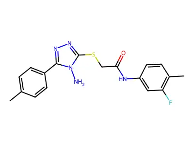 2-[4-amino-5-(4-methylphenyl)(1,2,4-triazol-3-ylthio)]-N-(3-fluoro-4-methylphe nyl)acetamide structure