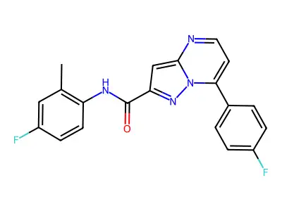N-(4-fluoro-2-methylphenyl)-7-(4-fluorophenyl)pyrazolo[1,5-a]pyrimidine-2-carboxamide structure