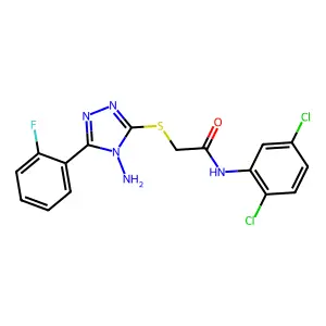 2-[4-amino-5-(2-fluorophenyl)(1,2,4-triazol-3-ylthio)]-N-(2,5-dichlorophenyl)a cetamide structure