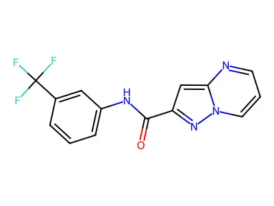 N-[3-(trifluoromethyl)phenyl]pyrazolo[1,5-a]pyrimidine-2-carboxamide structure