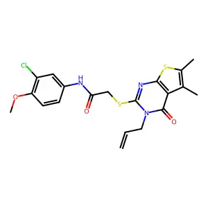 N-(3-chloro-4-methoxyphenyl)-2-{[5,6-dimethyl-4-oxo-3-(prop-2-en-1-yl)-3,4-dihydrothieno[2,3-d]pyrimidin-2-yl]sulfanyl}acetamide structure