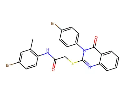 N-(4-BR-2-ME-PH)-2-((3-(4-BR-PH)-4-Oxo-3,4-dihydro-2-quinazolinyl)thio)acetamide structure