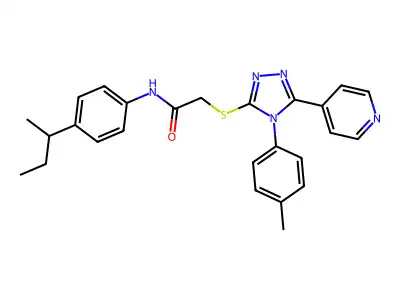 N-[4-(butan-2-yl)phenyl]-2-{[4-(4-methylphenyl)-5-(pyridin-4-yl)-4H-1,2,4-triazol-3-yl]sulfanyl}acetamide structure