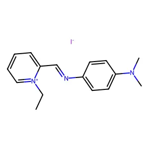 Pyridinium, 2-(((4-(dimethylamino)phenyl)imino)methyl)-1-ethyl-, iodide structure