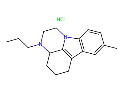 1H-Pyrazino(3,2,1-jk)carbazole, 2,3,3a,4,5,6-hexahydro-8-methyl-3-propyl-, hydrochloride structure