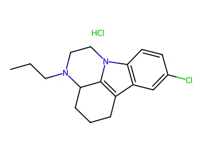 1H-Pyrazino(3,2,1-jk)carbazole, 2,3,3a,4,5,6-hexahydro-8-chloro-3-propyl-, hydrochloride structure