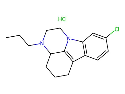 1H-Pyrazino(3,2,1-jk)carbazole, 2,3,3a,4,5,6-hexahydro-9-chloro-3-propyl-, hydrochloride structure