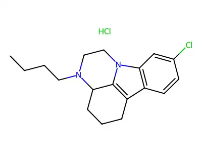 1H-Pyrazino(3,2,1-jk)carbazole, 2,3,3a,4,5,6-hexahydro-3-butyl-9-chloro-, hydrochloride structure