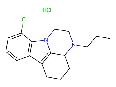 1H-Pyrazino(3,2,1-jk)carbazole, 2,3,3a,4,5,6-hexahydro-10-chloro-3-propyl-, hydrochloride structure