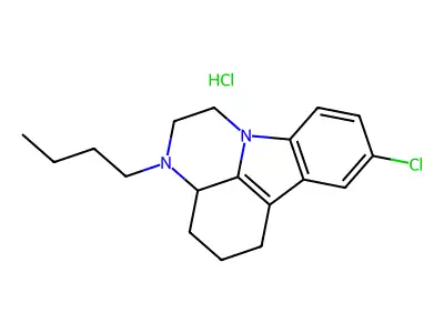1H-Pyrazino(3,2,1-jk)carbazole, 2,3,3a,4,5,6-hexahydro-3-butyl-8-chloro-, hydrochloride structure