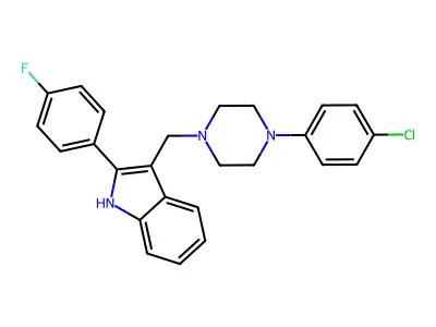 1H-Indole, 3-((4-(4-chlorophenyl)-1-piperazinyl)methyl)-2-(4-fluorophenyl)- structure