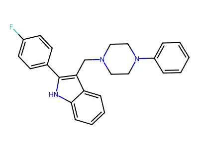 1H-Indole, 2-(4-fluorophenyl)-3-((4-phenyl-1-piperazinyl)methyl)- structure