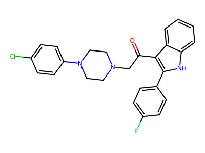 Ethanone, 2-(4-(4-chlorophenyl)-1-piperazinyl)-1-(2-(4-fluorophenyl)-1H-indol-3-yl)- structure