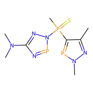 2-((2,5-Dimethyl-2H-1,2,3-diazaphosphol-4-yl)(methyl)phosphorothioyl)-N,N-dimethyl-2H-1,2,4,3-triazaphosphol-5-amine structure