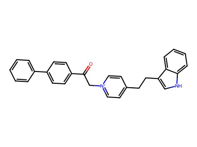 2-[4-[2-(1H-indol-3-yl)ethyl]pyridin-1-ium-1-yl]-1-(4-phenylphenyl)ethanone structure