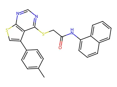 2-{[5-(4-methylphenyl)thieno[2,3-d]pyrimidin-4-yl]sulfanyl}-N-(naphthalen-1-yl)acetamide structure