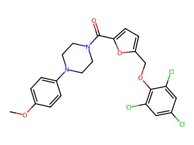 [4-(4-methoxyphenyl)piperazin-1-yl]-[5-[(2,4,6-trichlorophenoxy)methyl]furan-2-yl]methanone structure