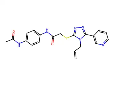 N-[4-(acetylamino)phenyl]-2-{[4-allyl-5-(3-pyridinyl)-4H-1,2,4-triazol-3-yl]sulfanyl}acetamide structure