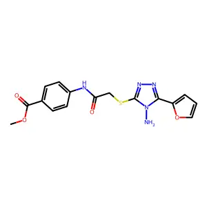 methyl 4-[({[4-amino-5-(furan-2-yl)-4H-1,2,4-triazol-3-yl]sulfanyl}acetyl)amino]benzoate structure