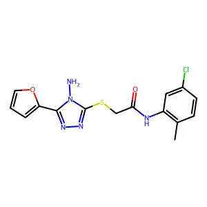 2-((4-amino-5-(furan-2-yl)-4H-1,2,4-triazol-3-yl)thio)-N-(5-chloro-2-methylphenyl)acetamide structure