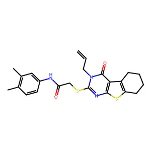 N-(3,4-dimethylphenyl)-2-{[4-oxo-3-(prop-2-en-1-yl)-3,4,5,6,7,8-hexahydro[1]benzothieno[2,3-d]pyrimidin-2-yl]sulfanyl}acetamide structure