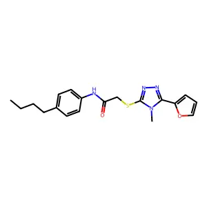 N-(4-butylphenyl)-2-{[5-(furan-2-yl)-4-methyl-4H-1,2,4-triazol-3-yl]sulfanyl}acetamide structure
