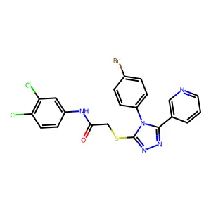 2-{[4-(4-bromophenyl)-5-(pyridin-3-yl)-4H-1,2,4-triazol-3-yl]sulfanyl}-N-(3,4-dichlorophenyl)acetamide structure