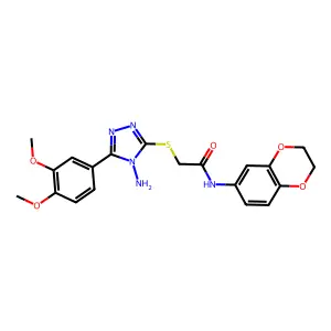 2-[4-Amino-5-(3,4-dimethoxy-phenyl)-4H-[1,2,4]triazol-3-ylsulfanyl]-N-(2,3-dihydro-benzo[1,4]dioxin-6-yl)-acetamide structure
