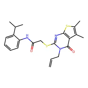 2-{[5,6-dimethyl-4-oxo-3-(prop-2-en-1-yl)-3,4-dihydrothieno[2,3-d]pyrimidin-2-yl]sulfanyl}-N-[2-(propan-2-yl)phenyl]acetamide structure