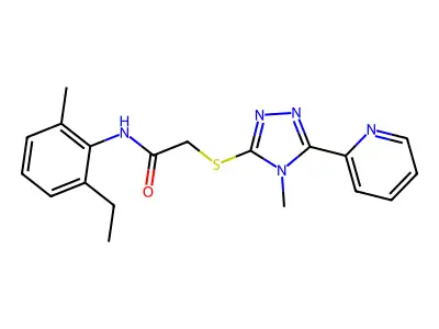 N-(2-ethyl-6-methylphenyl)-2-{[4-methyl-5-(pyridin-2-yl)-4H-1,2,4-triazol-3-yl]sulfanyl}acetamide structure