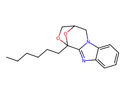 1,4-Epoxy-1H,3H-(1,4)oxazepino(4,3-a)benzimidazole, 4,5-dihydro-1-hexyl- structure