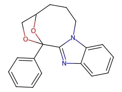 1,4-Epoxy-1H,3H-(1,4)oxazonino(4,3-a)benzimidazole, 4,5,6,7-tetrahydro-1-phenyl- structure