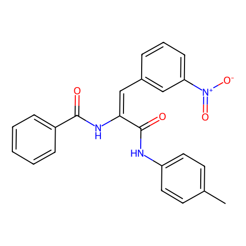 (E)-N-(1-(3-nitrophenyl)-3-oxo-3-(p-tolylamino)prop-1-en-2-yl)benzamide structure