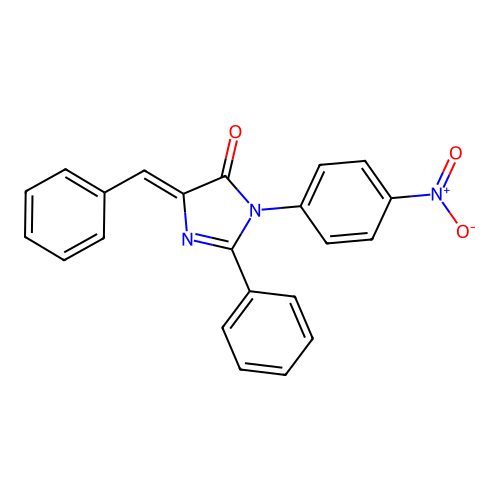 (5Z)-5-benzylidene-3-(4-nitrophenyl)-2-phenyl-3,5-dihydro-4H-imidazol-4-one structure