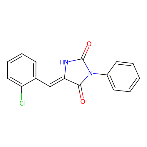 2,4-Imidazolidinedione, 5-((2-chlorophenyl)methylene)-3-phenyl- structure