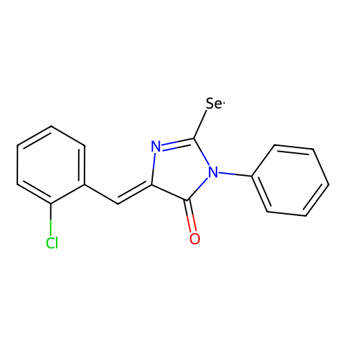 5-[(2-Chlorophenyl)methylidene]-3-phenyl-2-selanylideneimidazolidin-4-one structure
