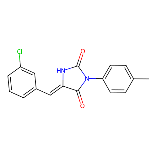 2,4-Imidazolidinedione, 5-((3-chlorophenyl)methylene)-3-(4-methylphenyl)- structure