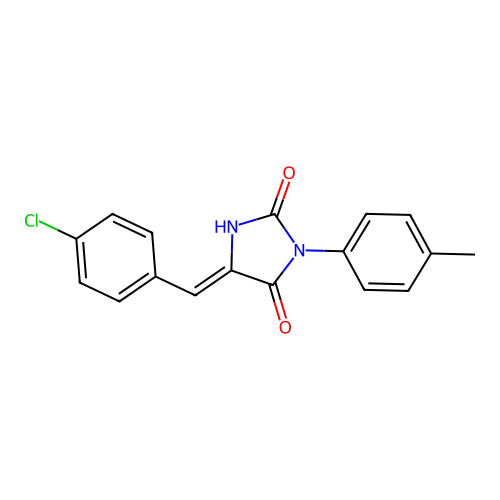 2,4-Imidazolidinedione, 5-((4-chlorophenyl)methylene)-3-(4-methylphenyl)- structure