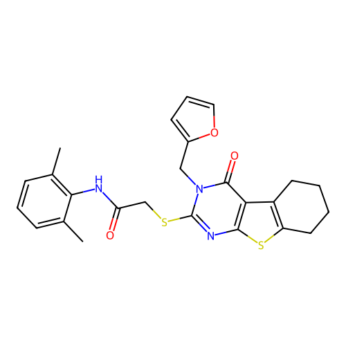 N-(2,6-dimethylphenyl)-2-((3-(furan-2-ylmethyl)-4-oxo-3,4,5,6,7,8-hexahydrobenzo[4,5]thieno[2,3-d]pyrimidin-2-yl)thio)acetamide structure