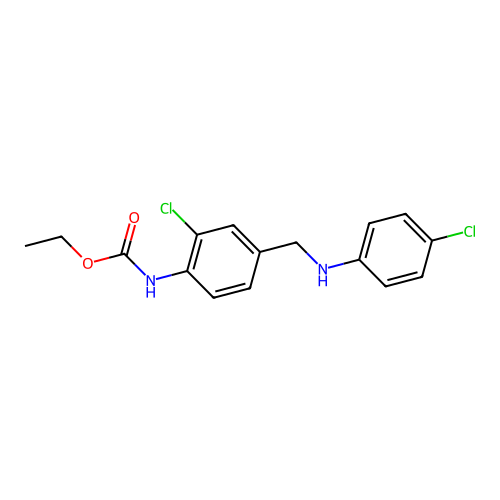 {2-Chloro-4-[(4-chlorophenylamino)methyl]phenyl}carbamic acid ethyl ester structure