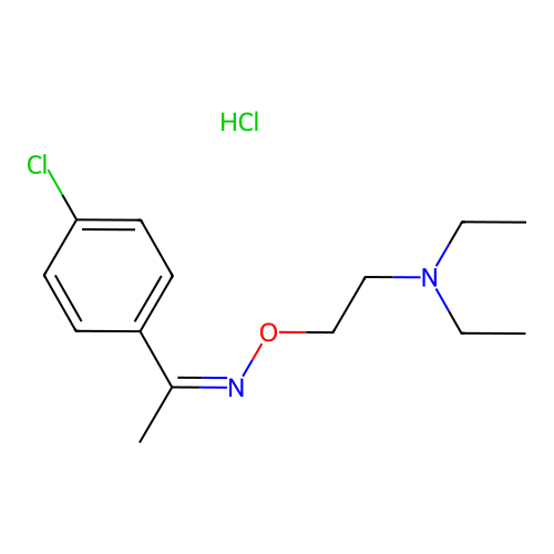 Ethanone, 1-(4-chlorophenyl)-, O-(2-(diethylamino)ethyl)oxime, hydrochloride structure