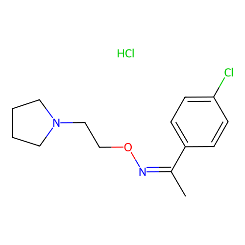 Ethanone, 1-(4-chlorophenyl)-, O-(2-(1-pyrrolidinyl)ethyl)oxime, hydrochloride structure