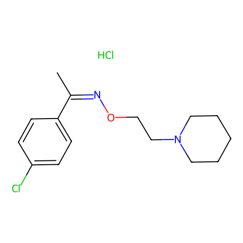Ethanone, 1-(4-chlorophenyl)-, O-(2-(1-piperidinyl)ethyl)oxime, hydrochloride structure