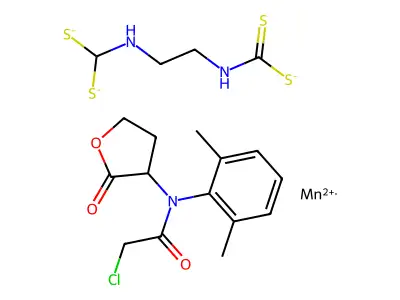 Manganese, ((2-((dithiocarboxy)amino)ethyl)carbamodithioato(2-)-kappaS,kappaS')-, mixt. with 2-chloro-N-(2,6-dimethylphenyl)-N-(tetrahydro-2-oxo-3-furanyl)acetamide structure